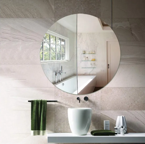 lustro okrągłe nad umywalką