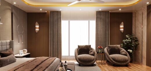 lamele na ścianach eleganckiej sypialni