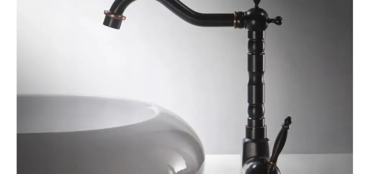 Czarna Postarzana Wysoka bateria umywalkowa